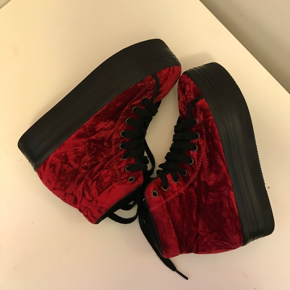 Jeffrey Campbell Red Velvet HOMG Platform Shoes